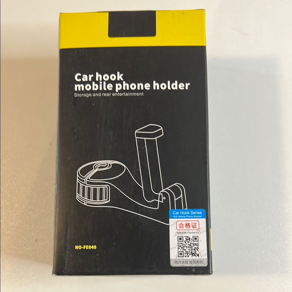 Car Hook Mobile Phone Holder - Black and Yellow
